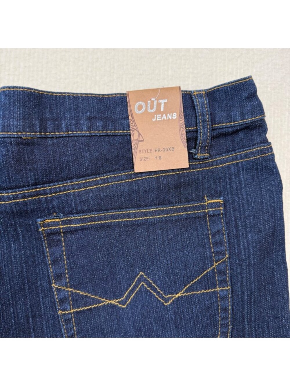 OUT Jeans Stretch Denim Bootcut Mid Rise Dark Wash Y2K Minimalist Womens 18 NWT - Picture 4 of 10